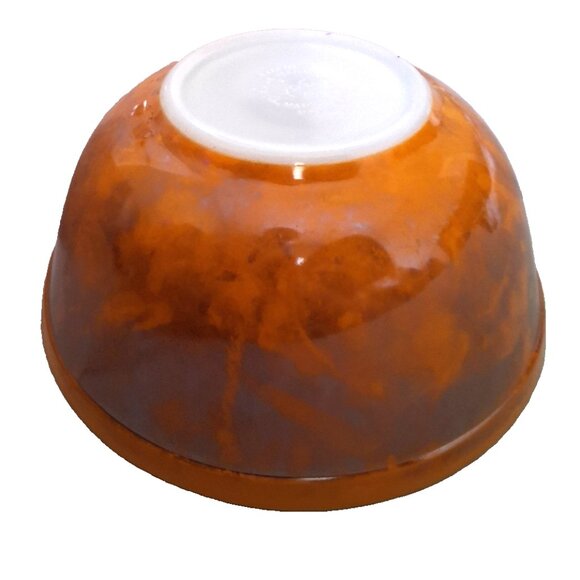 Pyrex Vintage Orange and Brown SWIRL Pattern 2 1/2 QT Mixing Bowl - 403 RARE - Picture 4 of 8